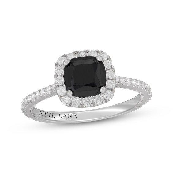 Neil Lane Cushion-Cut Black Diamond & White Diamond Engagement Ring 2 ct tw 14K White Gold