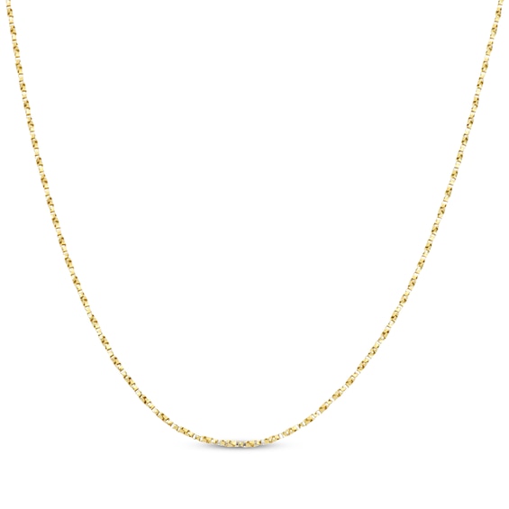 1mm Twisted Box Chain Necklace Solid 14K Yellow Gold 18"