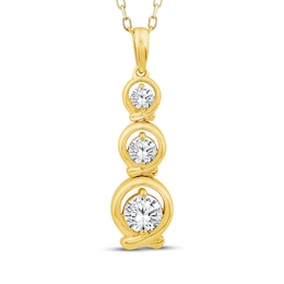Memories Moments Magic Lab-Grown Diamond Three-Stone Drop Necklace 1/2 ct tw 10K Yellow Gold 18"