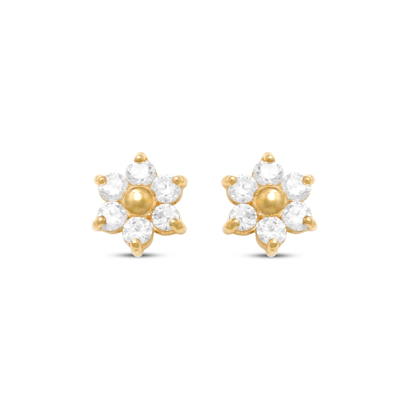 Main Image 2 of Children's Cubic Zirconia Flower Stud Earrings 14K Yellow Gold