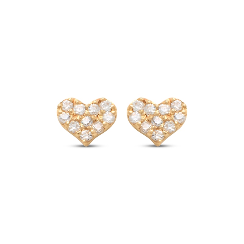 Main Image 2 of Children's Cubic Zirconia Heart Stud Earrings 14K Yellow Gold