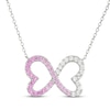 Thumbnail Image 1 of Pink & White Lab-Created Sapphire Ombré Infinity Hearts Necklace Sterling Silver 18"