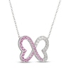 Thumbnail Image 2 of Pink & White Lab-Created Sapphire Ombré Infinity Hearts Necklace Sterling Silver 18"