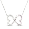 Thumbnail Image 3 of Pink & White Lab-Created Sapphire Ombré Infinity Hearts Necklace Sterling Silver 18"