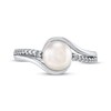 Thumbnail Image 3 of Button Cultured Pearl & White Lab-Created Sapphire Ring Sterling Silver