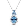 Thumbnail Image 1 of Oval-Cut Swiss Blue Topaz & White Lab-Created Sapphire Starburst Halo Necklace Sterling Silver 18"