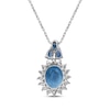 Thumbnail Image 3 of Oval-Cut Swiss Blue Topaz & White Lab-Created Sapphire Starburst Halo Necklace Sterling Silver 18"