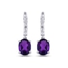 Thumbnail Image 2 of Oval-Cut Amethyst & White Lab-Created Sapphire Drop Earrings Sterling Silver