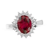 Thumbnail Image 1 of Oval-Cut Lab-Created Ruby & White Lab-Created Sapphire Halo Cocktail Ring Sterling Silver