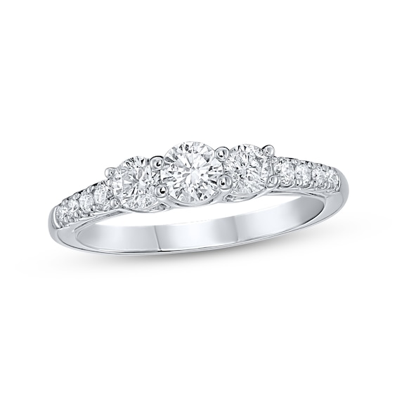 Adore Round-Cut Diamond Three-Stone Engagement Ring 3/4 ct tw 10K White Gold