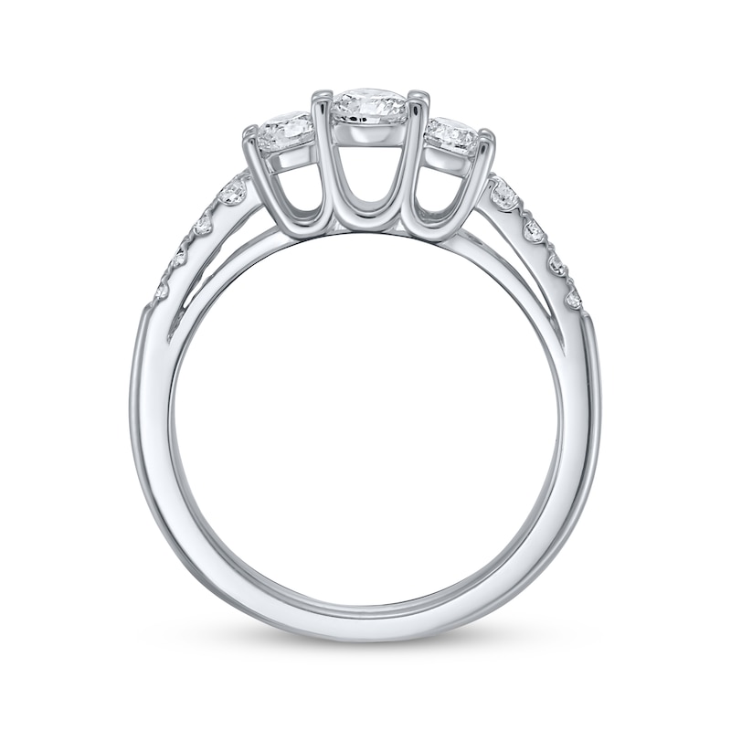 Main Image 3 of Adore Round-Cut Diamond Three-Stone Engagement Ring 3/4 ct tw 10K White Gold
