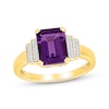 Thumbnail Image 1 of Emerald-Cut Amethyst & Round-Cut Diamond Ring 1/15 ct tw 24K Yellow Gold Vermeil Sterling Silver