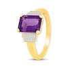 Thumbnail Image 2 of Emerald-Cut Amethyst & Round-Cut Diamond Ring 1/15 ct tw 24K Yellow Gold Vermeil Sterling Silver