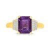 Thumbnail Image 4 of Emerald-Cut Amethyst & Round-Cut Diamond Ring 1/15 ct tw 24K Yellow Gold Vermeil Sterling Silver