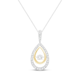 Unstoppable Love Lab-Grown Diamond Double Teardrop Necklace 1/4 ct tw Sterling Silver & 10K Yellow Gold 19"