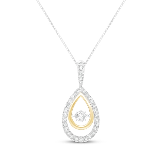 Unstoppable Love Lab-Grown Diamond Double Teardrop Necklace 1/4 ct tw Sterling Silver & 10K Yellow Gold 19"