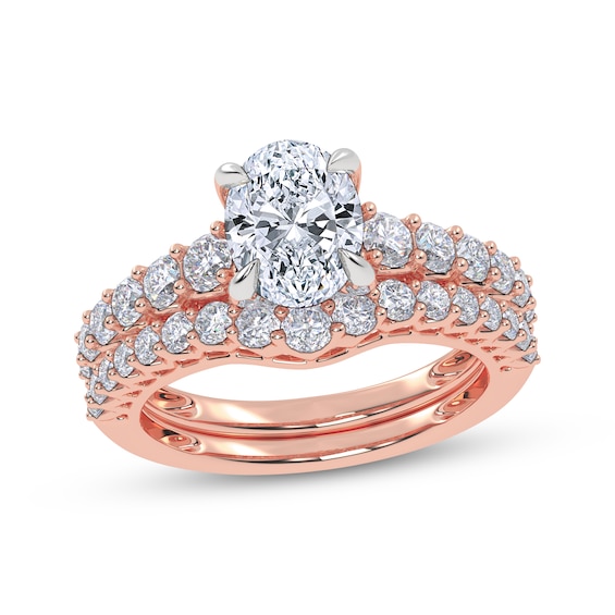 Adore Lab-Grown Diamonds Certified Oval-Cut Bridal Set 2 ct tw 14K Rose Gold