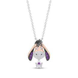 Disney Treasures Winnie The Pooh "Eeyore" Diamond Drop Necklace 1/15 ct tw Sterling Silver & 10K Rose Gold 19"