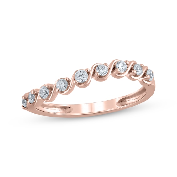 Adore "S" Curve Diamond Wedding Band 1/4 ct tw 10K Rose Gold