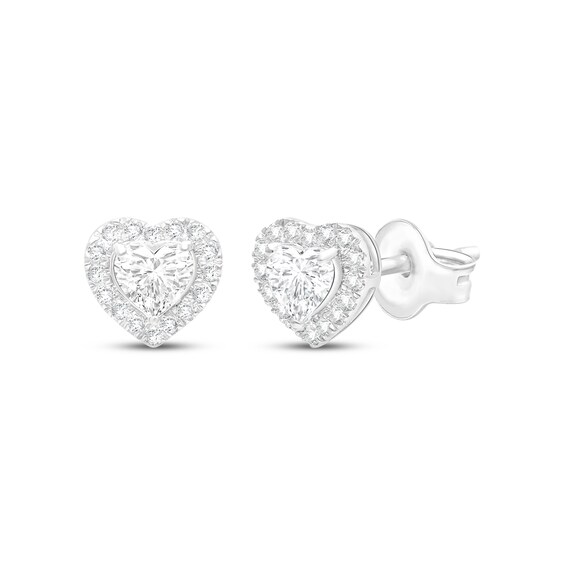 KAY Lab-Grown Diamonds Heart-Shaped Halo Stud Earrings 7/8 ct tw Sterling Silver