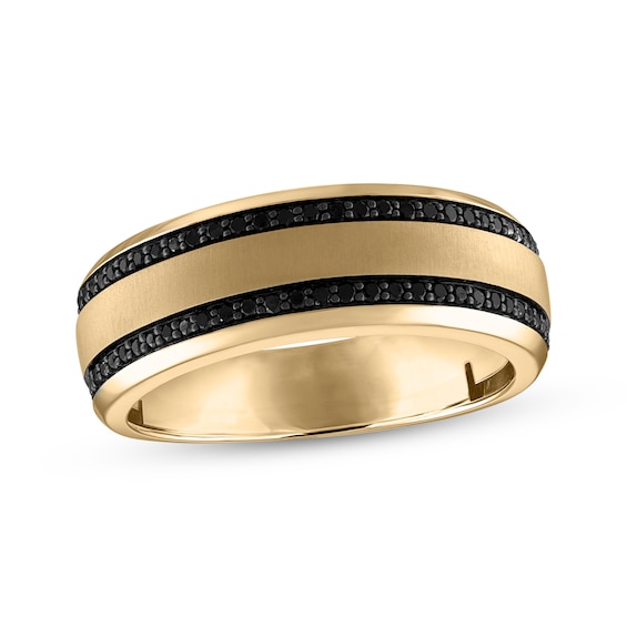 Adore Men's Black Diamond Wedding Band 1/3 ct tw 10K Yellow Gold
