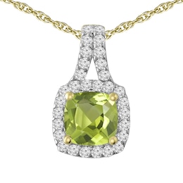 Halo Cushion Birthstone Fashion Stud Necklace (1 Stone)