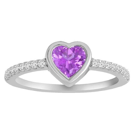 Bezel-Set Heart Birthstone Ring (1 Stone)