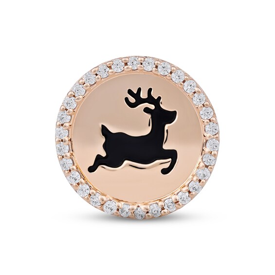 Smart Watch Charms by KAY Diamond Reindeer 1/10 ct tw 14K Rose Gold-Plated Sterling Silver