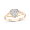 Thumbnail Image 1 of Multi-Diamond Heart Signet Fashion Ring 1/10 ct tw 10K Rose Gold