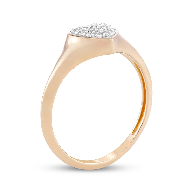 Main Image 2 of Multi-Diamond Heart Signet Fashion Ring 1/10 ct tw 10K Rose Gold