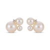 Thumbnail Image 2 of Cultured Pearl & White Lab-Created Sapphire Cluster Stud Earrings Sterling Silver