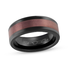 Center Stripe Wedding Band Black & Brown Ion-Plated Tungsten Carbide 8mm