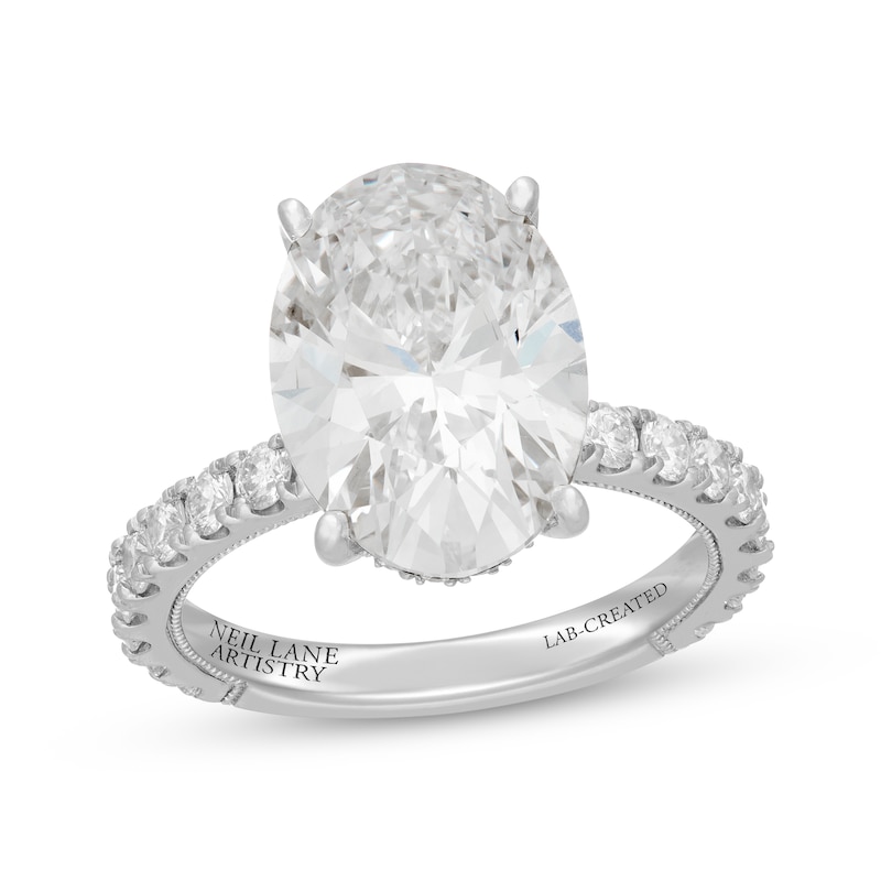 Main Image 1 of Neil Lane Artistry Oval-Cut Lab-Grown Diamond Hidden Halo Engagement Ring 7 ct tw 14K White Gold