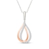 Thumbnail Image 1 of Diamond Double Teardrop Necklace 1/5 ct tw Sterling Silver & 10K Rose Gold 18"