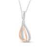 Thumbnail Image 2 of Diamond Double Teardrop Necklace 1/5 ct tw Sterling Silver & 10K Rose Gold 18"