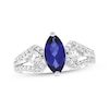 Thumbnail Image 1 of Marquise-Cut Blue Lab-Created Sapphire & White Lab-Created Sapphire Ring Sterling Silver