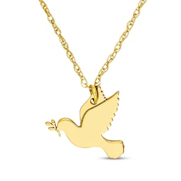 Mini Peace Dove Necklace 14K Yellow Gold 18"