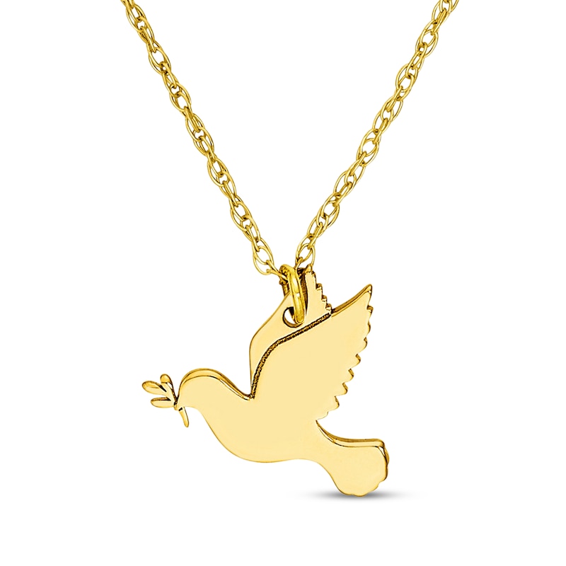 Main Image 1 of Mini Peace Dove Necklace 14K Yellow Gold 18"