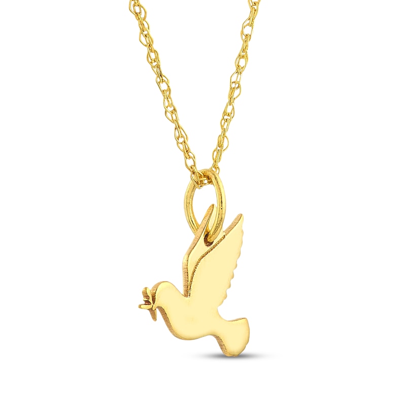 Main Image 2 of Mini Peace Dove Necklace 14K Yellow Gold 18"