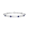 Thumbnail Image 1 of Blue Lab-Created Sapphire Station Chain Link Bracelet Sterling Silver 7.25"