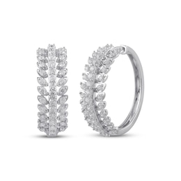Diamond Three-Row Hoop Earrings 2 ct tw 10K White Gold