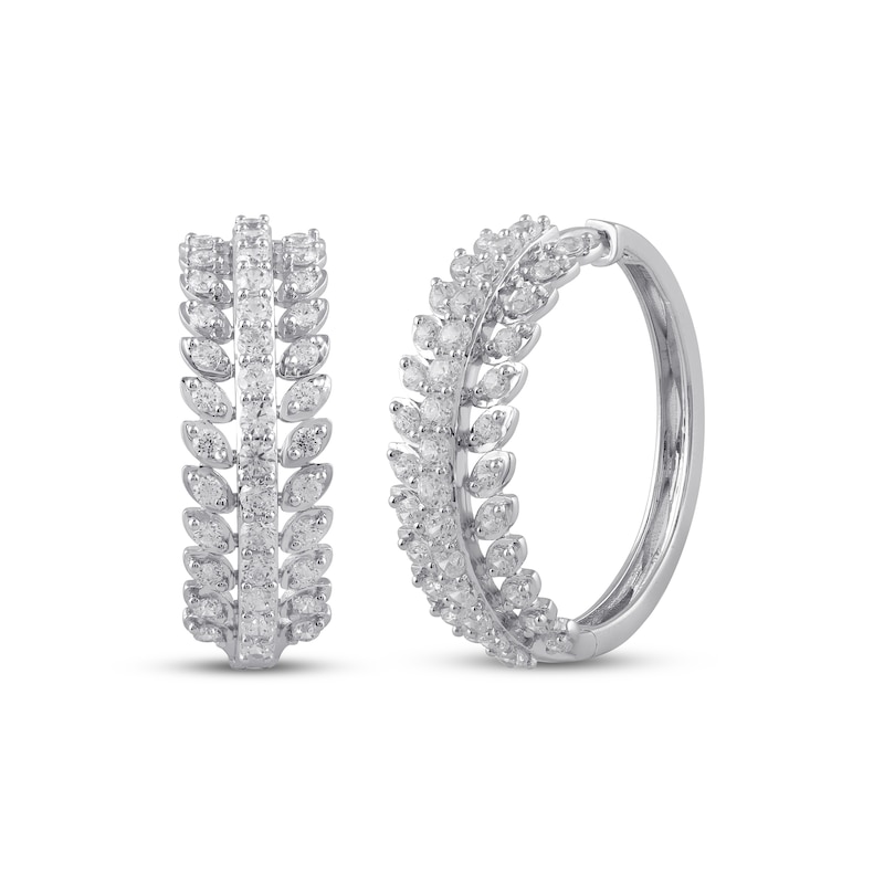 Main Image 1 of Diamond Three-Row Hoop Earrings 2 ct tw 10K White Gold