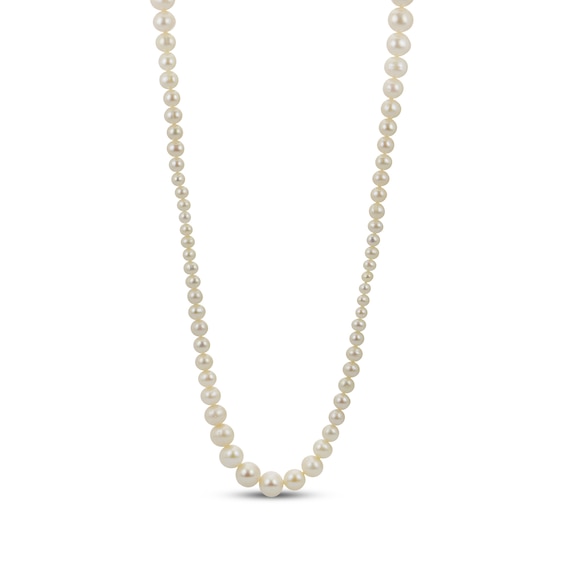 Cultured Pearl Graduated Strand Necklace Sterling Silver 38"