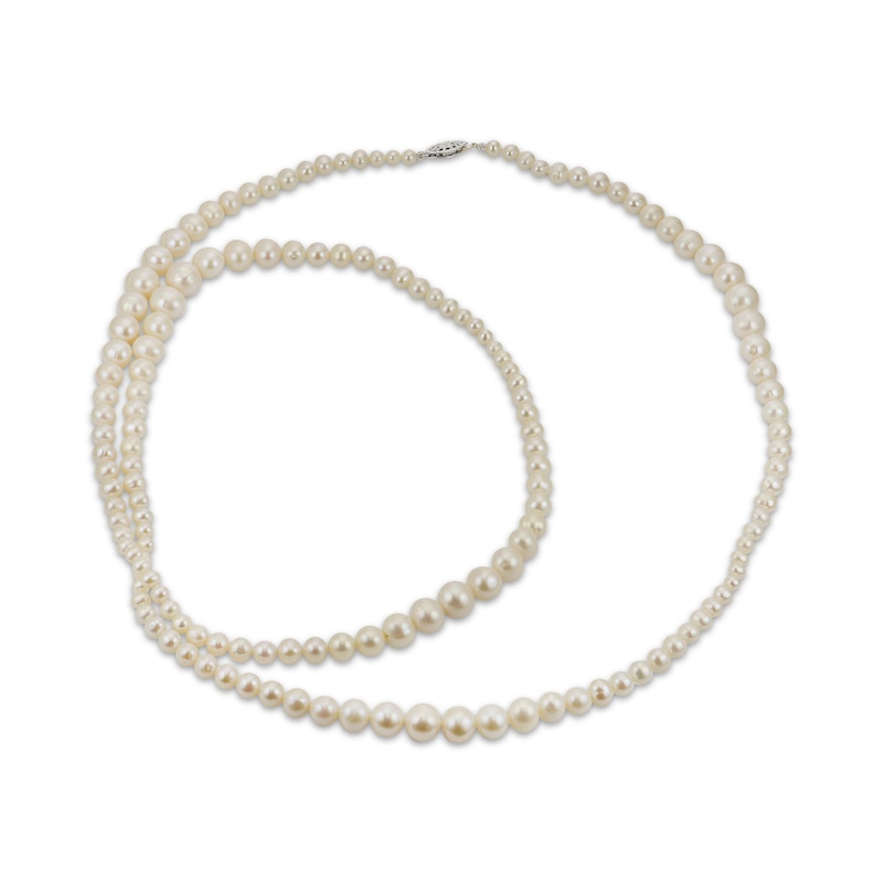 Main Image 2 of Cultured Pearl Graduated Strand Necklace Sterling Silver 38"