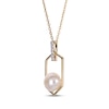 Thumbnail Image 2 of Cultured Pearl & Diamond Accent Hexagon Frame Necklace 10K Yellow Gold 18"