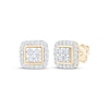 Thumbnail Image 1 of Multi-Diamond Square Halo Stud Earrings 1/4 ct tw 10K Yellow Gold