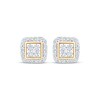 Thumbnail Image 2 of Multi-Diamond Square Halo Stud Earrings 1/4 ct tw 10K Yellow Gold