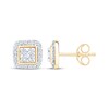 Thumbnail Image 3 of Multi-Diamond Square Halo Stud Earrings 1/4 ct tw 10K Yellow Gold