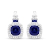 Thumbnail Image 2 of Cushion-Cut Blue Lab-Created Sapphire & White Lab-Created Sapphire Drop Earrings Sterling Silver