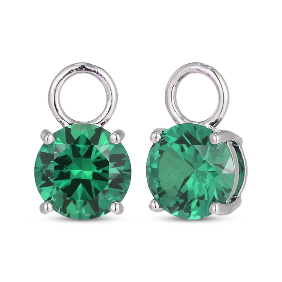 Lab-Created Emerald Earring Charms Sterling Silver
